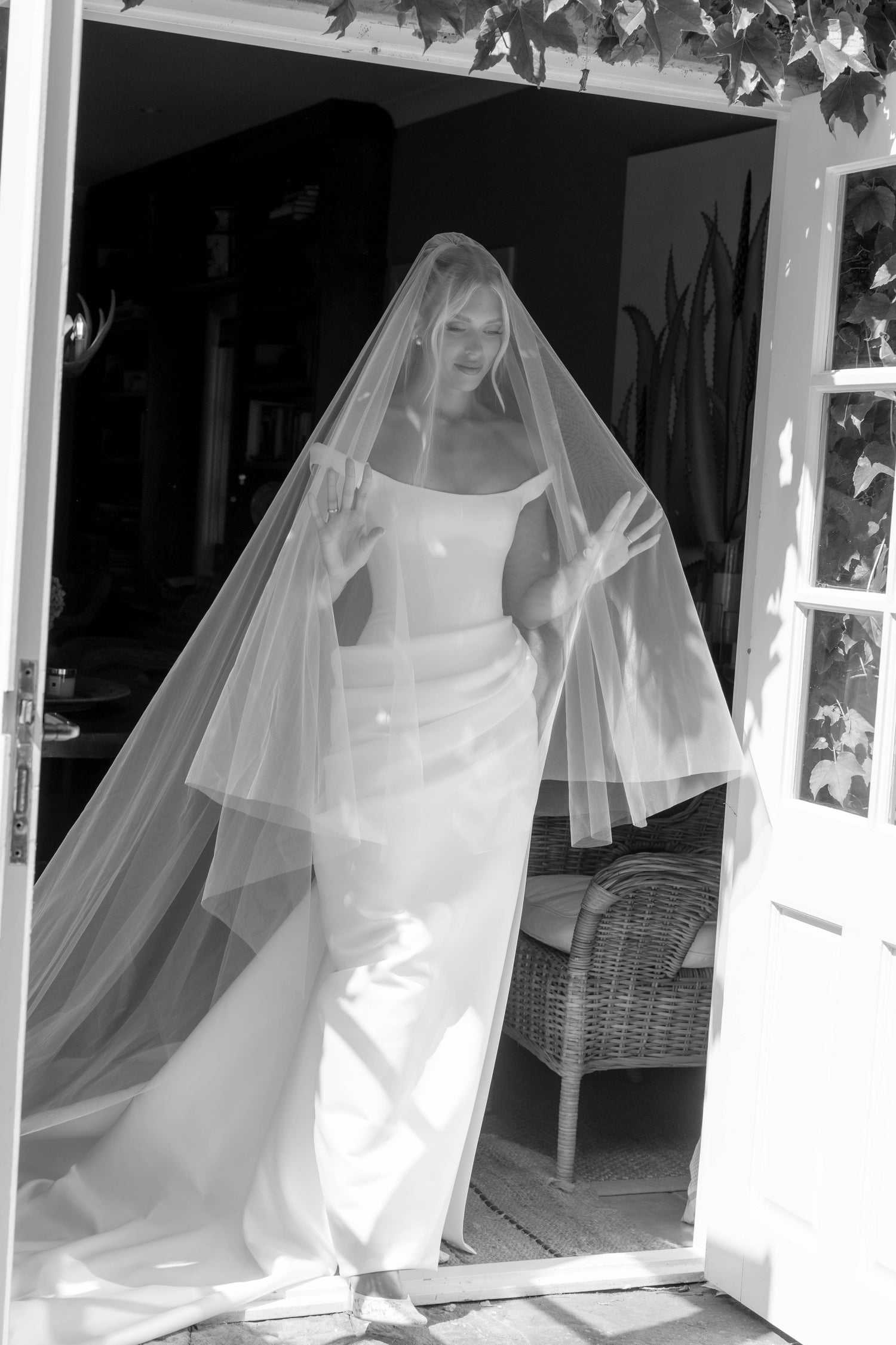 Anna Bridal real bride on wedding day wearing couture gown from Hampshire boutique