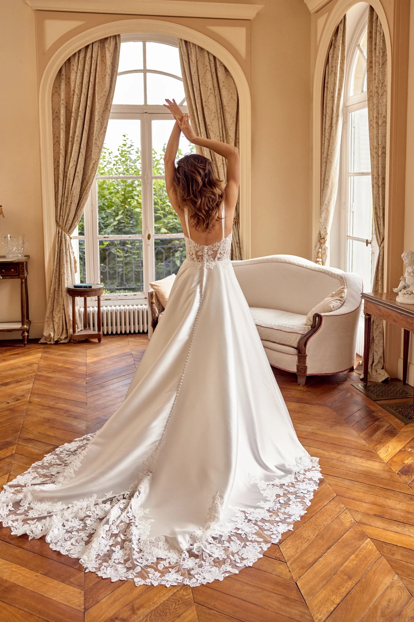 Matilda by Justin Alexander with sweetheart bodice and full Mikado skirt