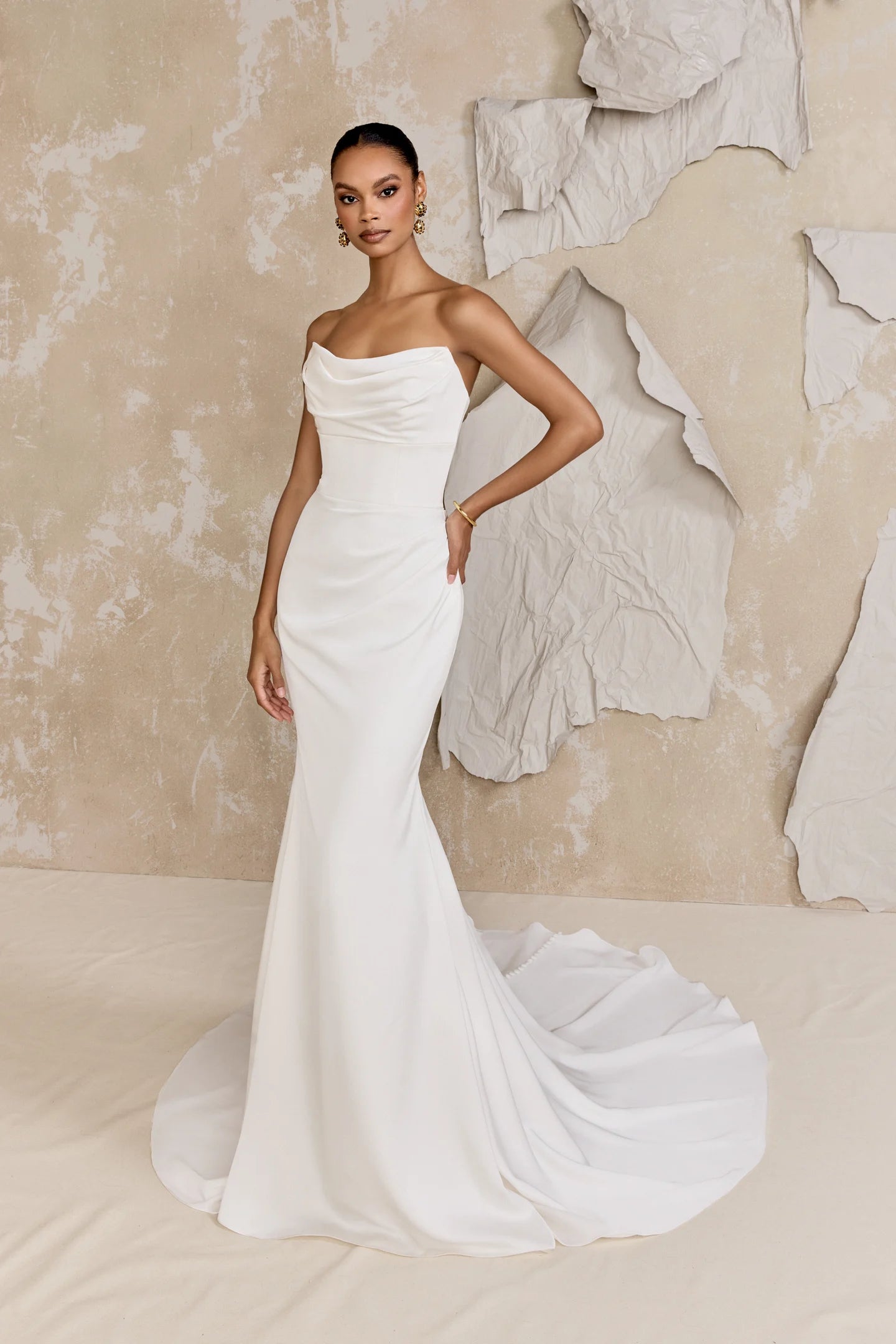 Justin Alexander Signature Atwood charmeuse wedding dress at Anna Bridal Hampshire