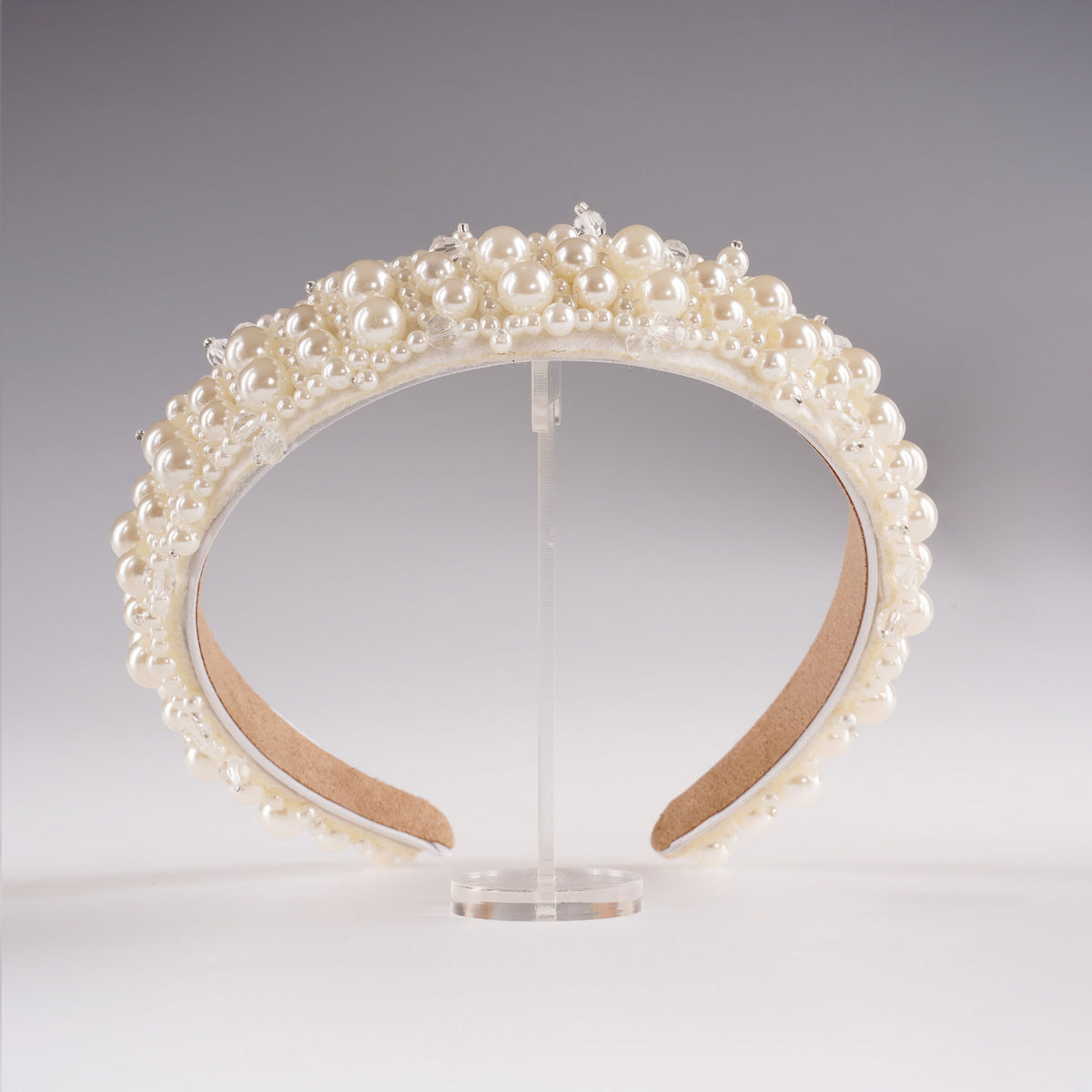 ANNA  &  AVA Elegant Black and White Pearl Headband Statement pearl accessories for a statement bridal look  main image 4